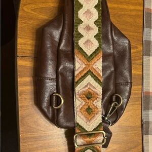 Leather crossbody with wide straps very cute never used